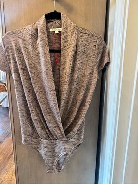 Rolla Coster Heathered Taupe Wrap-Front Bodysuit